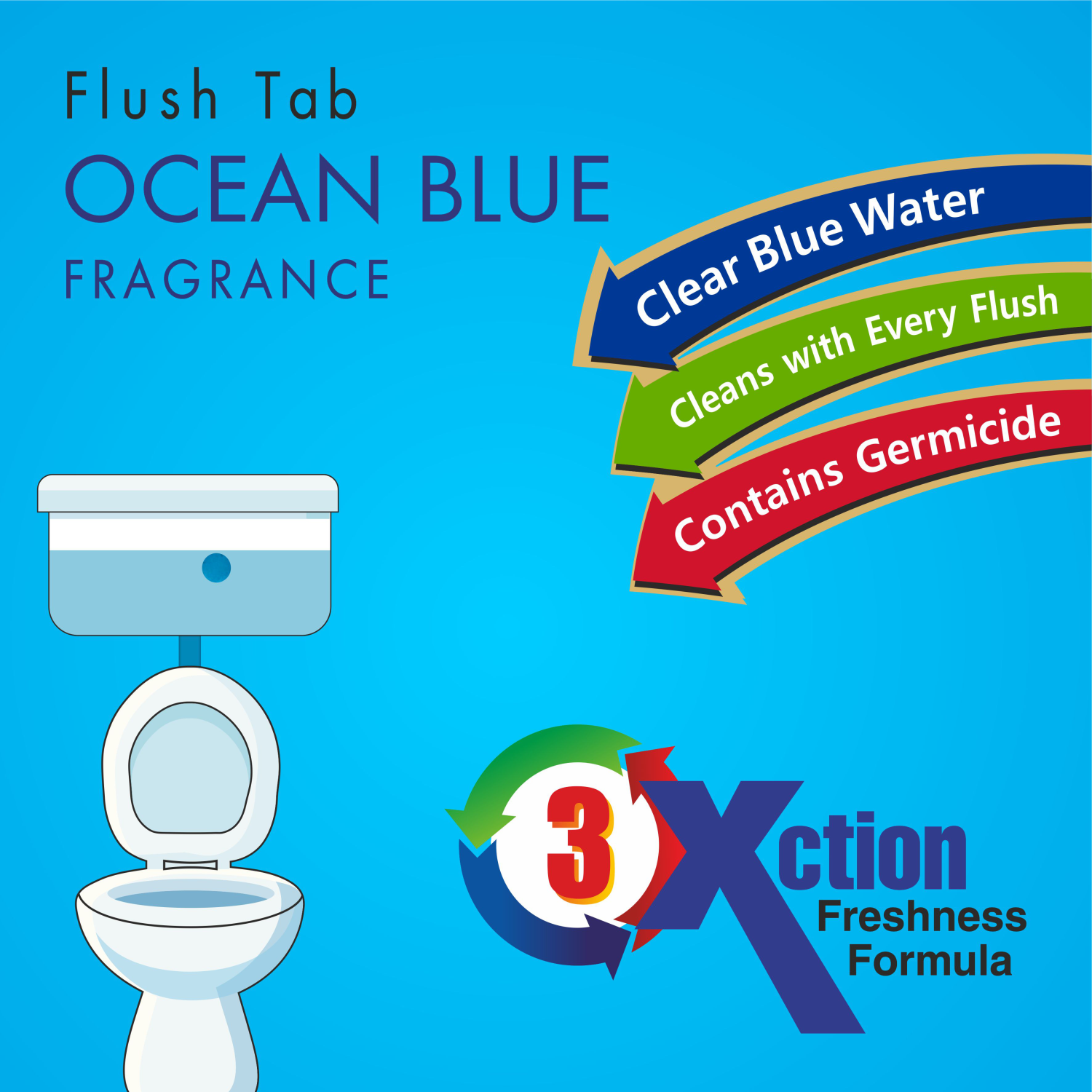 Ocean blue flush tab for toilet cleaning, 50 grams. Ocean blue flush tab for toilet cleaning, 50 grams.